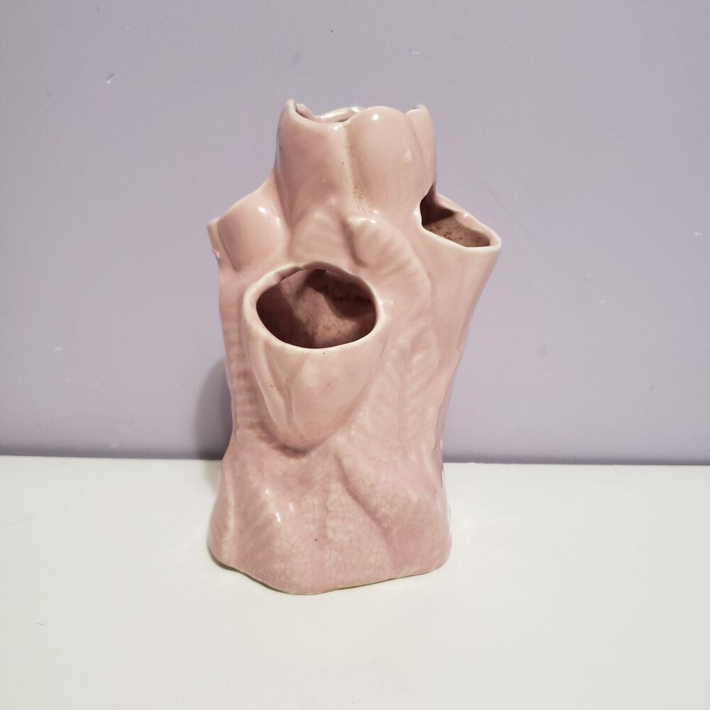 Pottery Vase Multi Opening Pink Tulip Flower Home Decor 7"×4.5" Country